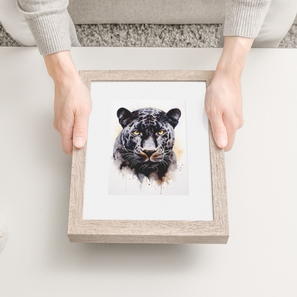 Watercolor Black Jaguar Wall Art Print Unframed - Majestic Jungle Elegance - Picture 6 of 7